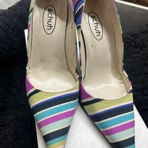 Multicolor Striped Women's Heels